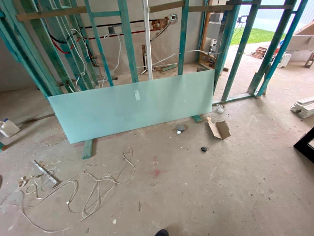 Frosted Glass Panel Staging, Construction Site