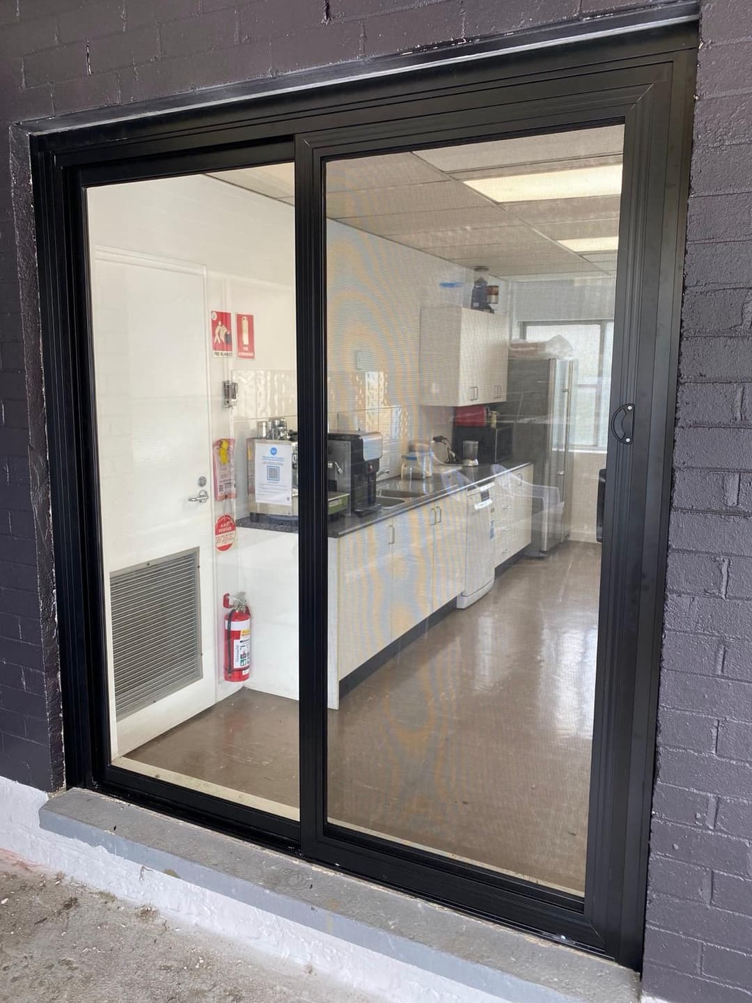 Black Frame Sliding Door, Staff Kitchen